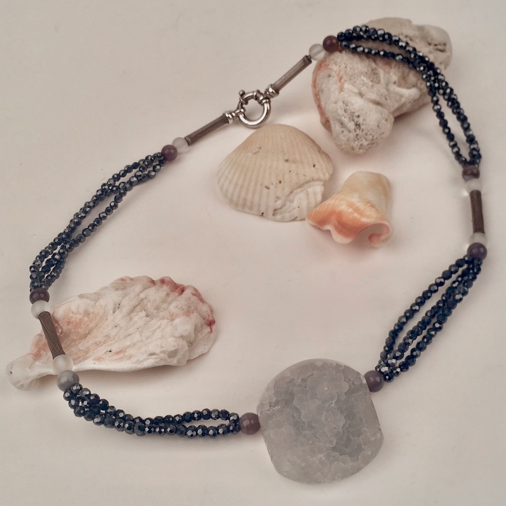 Necklace Drusy & Hematite